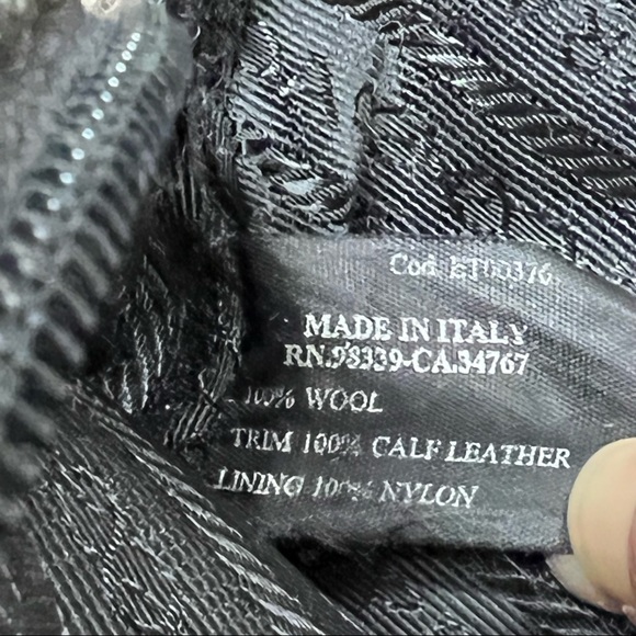 Authentic Prada Wool/Leather Black/Gray Adjustable Strap Shoulder Bag - Picture 8 of 14